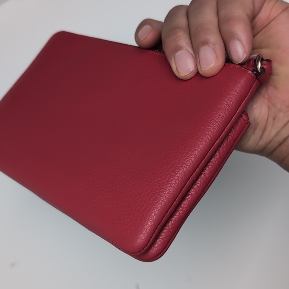 Coach C5610 Double Zip Leather Wallet Gold/Electric Red (Firm Price) - Picture 5 of 12